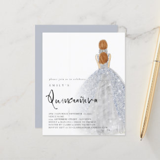 Budget Silver Gown Light Brown Hair QR Quinceañera