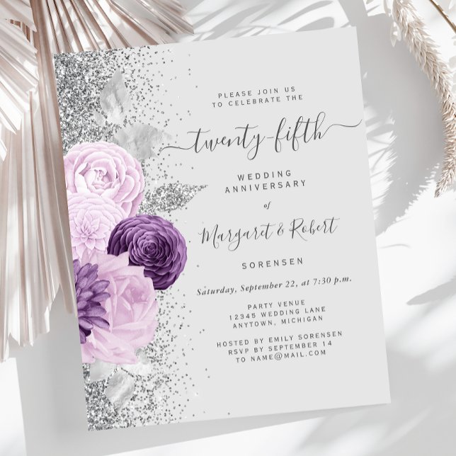 Budget Silver Purple Floral 25th Anniversary Party (Von Creator hochgeladen)