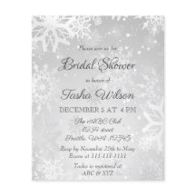 Budget Silver Snowflakes Bridal Dusche Einladung