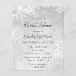 Budget Silver Snowflakes Bridal Dusche Einladung