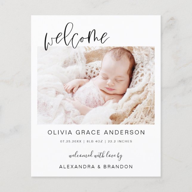 Budget Simple Baby Announction Foto Collage Flye Flyer (Vorne)