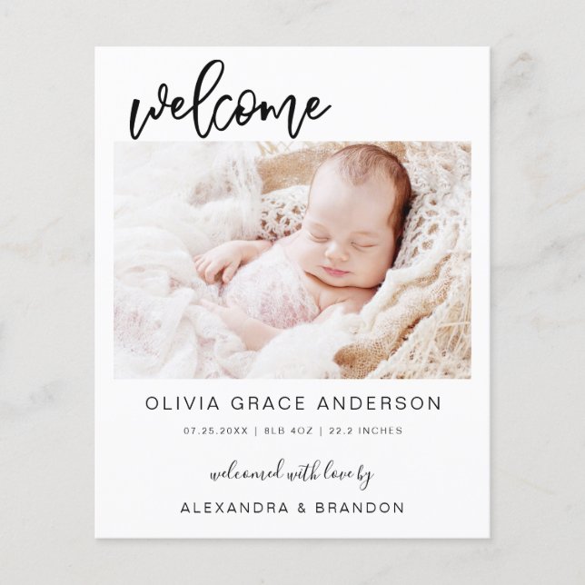 Budget Simple Baby Announction Foto Collage Flyer (Vorne)