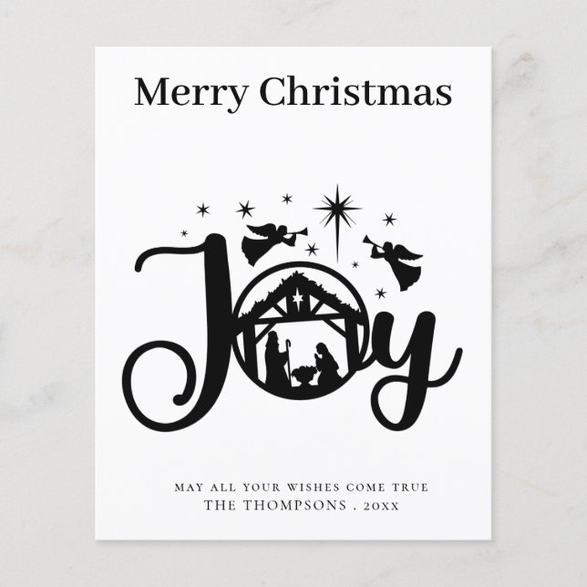 Budget Simple Black and White Christmas Card (Vorderseite)