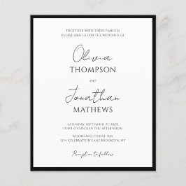BUDGET Simple Black Tie White Script Wedding
