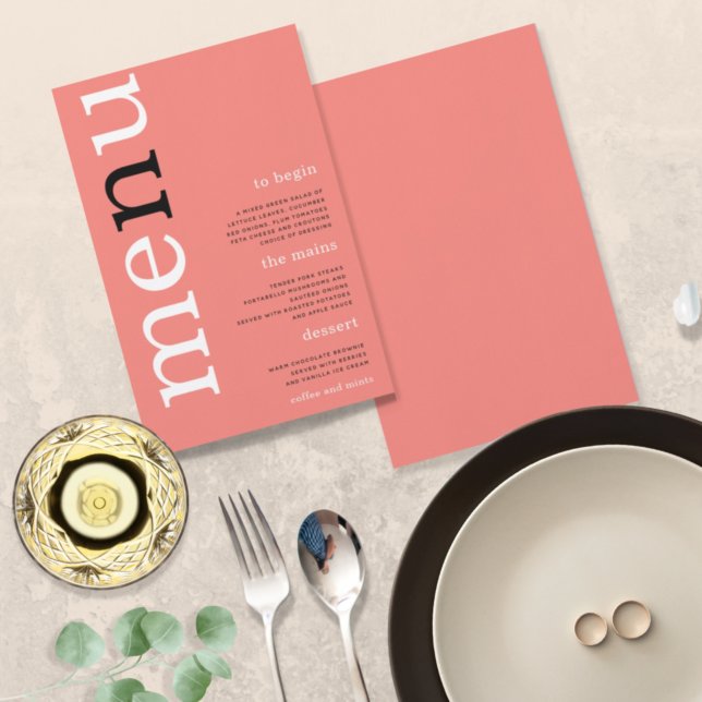 BUDGET Simple Coral Rose Typografy Wedding Menu (Von Creator hochgeladen)