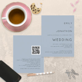 Budget Simple Dusty Blue QR Code Wedite