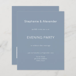 Budget Simple Dusty Blue QR Wedding Party Einladun