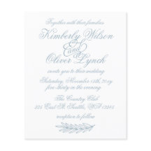 Budget Simple Dusty Blue Wedding Einladung