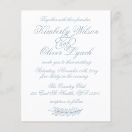 Budget Simple Dusty Blue Wedding Einladung