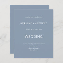 Budget Simple Dusty Blue Wedding QR Code Einladung