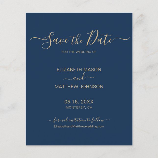 Budget Simple Elegant Script Save the Date Flyer (Vorderseite)