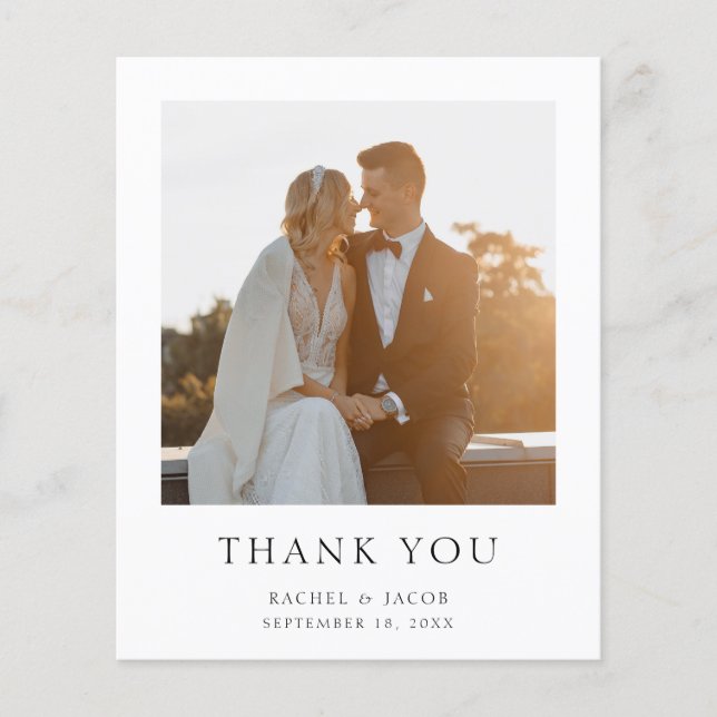 Budget Simple Elegante Foto Wedding Vielen Dank Flyer (Vorne)