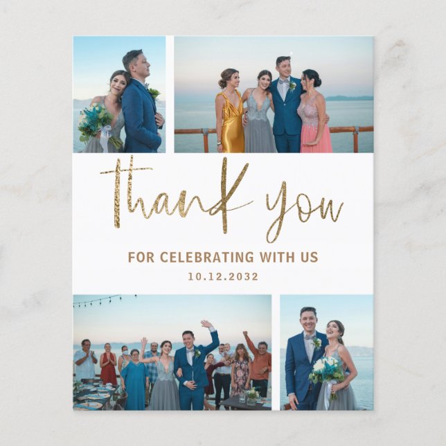 Budget Simple Foto Collage Danke Hochzeit (Vorderseite)