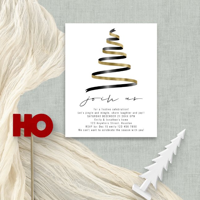 Budget Simple Gold Black Tree Weihnachts-Party (Budget price smaller 4.5 x 5.6" alternative)