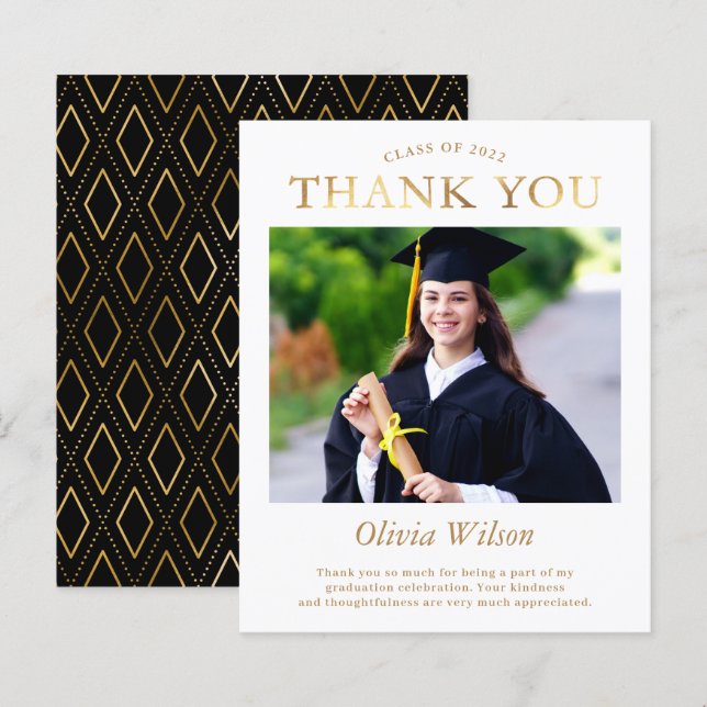 Budget Simple Gold Foto Abschluss Vielen Dank (Vorne/Hinten)