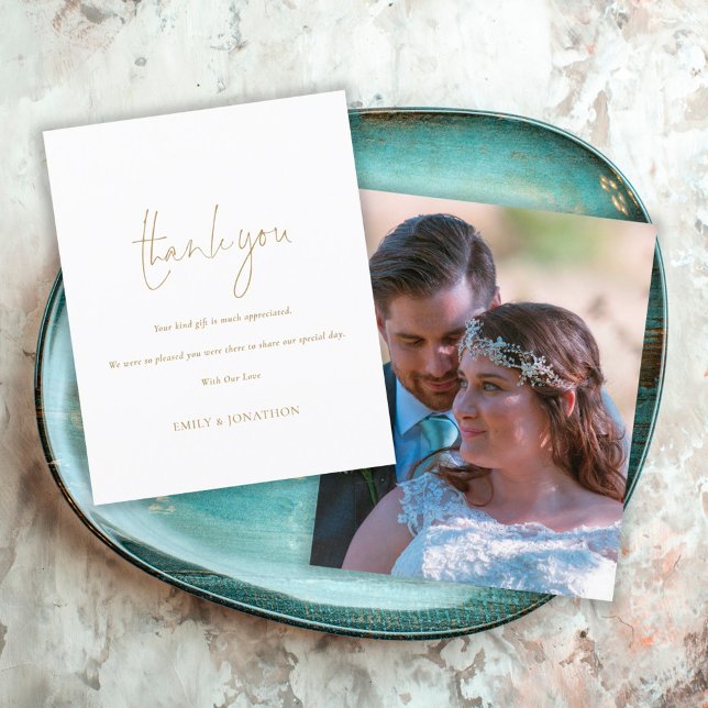 Budget Simple Gold Script Foto Hochzeit Vielen Dan (Von Creator hochgeladen)