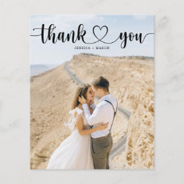 Budget Simple Heart Script Wedding Danke Karten