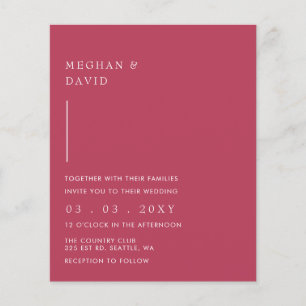 Budget Simple Magenta Wedding Einladung