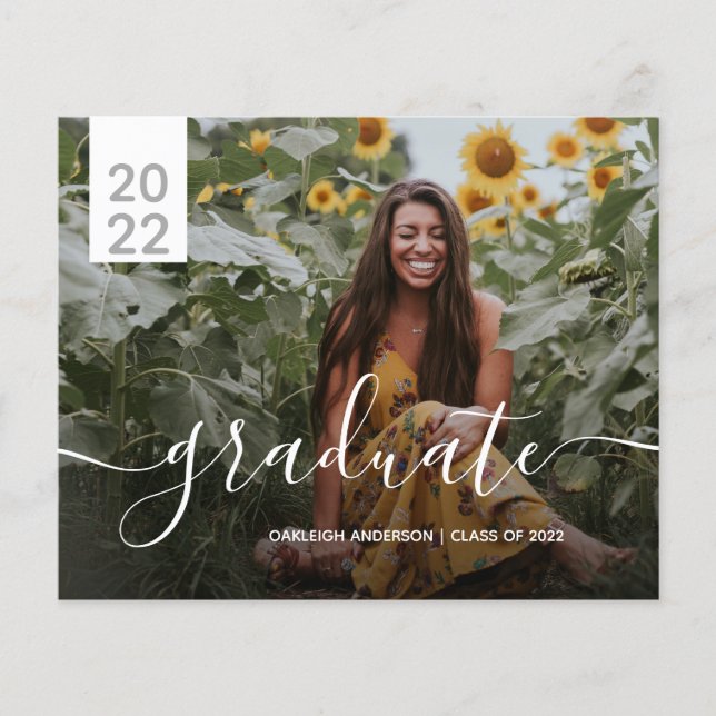 Budget Simple Modern 2 Foto Abschluss Ankündigung (Vorderseite)