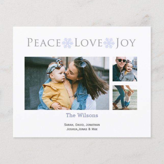 Budget Simple Peace Liebe Joy Foto Holiday Card (Vorderseite)