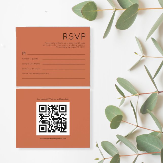 Budget Simple QR Code Terracotta Wedding RSVP (Von Creator hochgeladen)