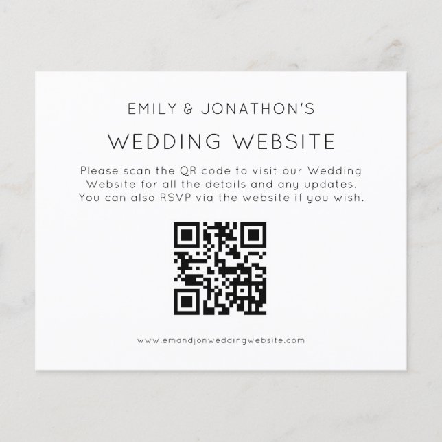 Budget Simple QR Code Wedding Website ENCL (Vorderseite)