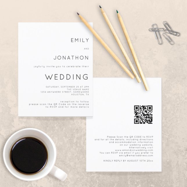 Budget Simple QR Code White Wedite Einladung (Von Creator hochgeladen)