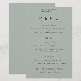 Budget Simple Silvery Sage Green Wedding Menu