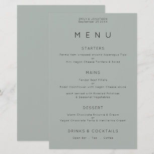 Budget Simple Silvery Sage Green Wedding Menu