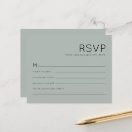 Budget Simple Silvery Sage Green Wedding RSVP