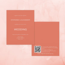 Budget Simple Terracotta Wedding QR Code Einladung