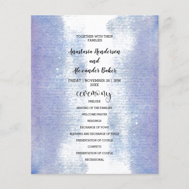 Budget Simple Wedding Program Karte. Flyer (Vorne)