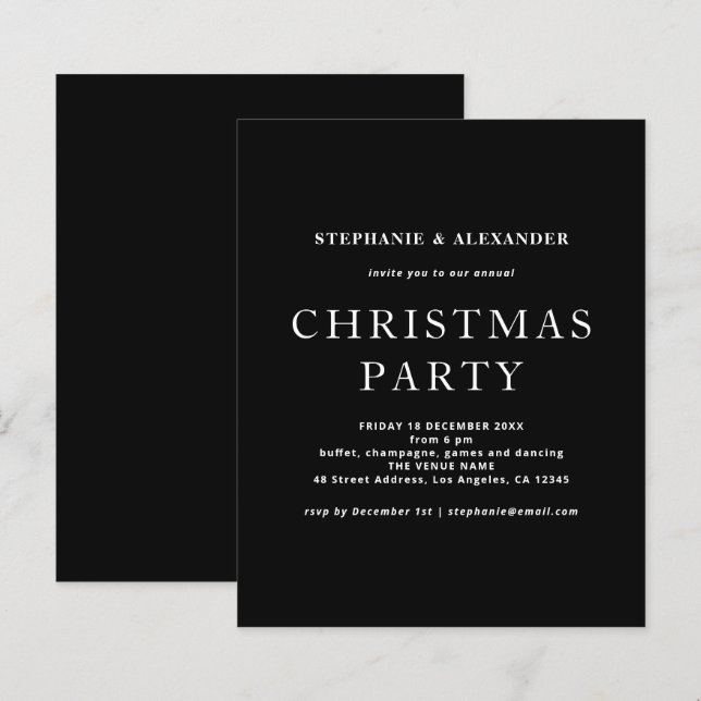 Budget Simple White Black Christmas Party (Vorne/Hinten)
