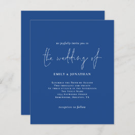 Budget Simple White Blue QR Code Hochzeit Einladun