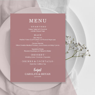Budget Simple Wüste Rose Pink Wedding Menu Flyer