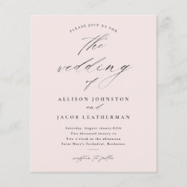 Budget Skript Blush Pink Hochzeit Einladung