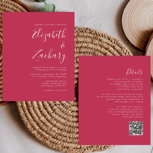 Budget Skript Magenta QR Code Wedding Einladung (Von Creator hochgeladen)