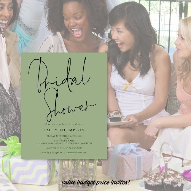 Budget Skript Sage Green Bridal Dusche Einladung (Value budget price bridal shower invites)