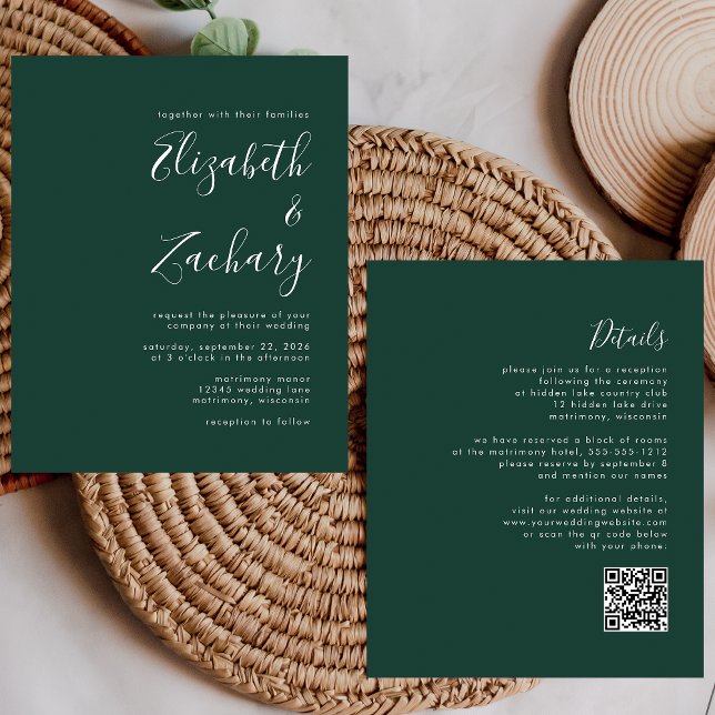 Budget Skript Smarald Green QR Code Wedding Einlad (Von Creator hochgeladen)