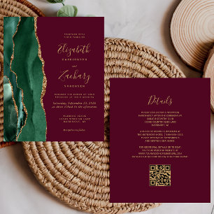 Budget Smaragd Achat Burgund QR-Code Hochzeit