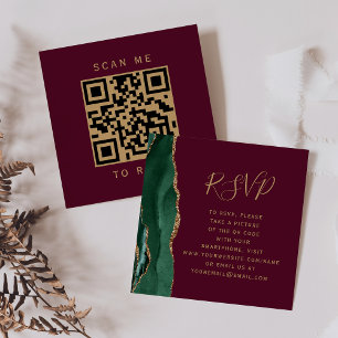 Budget Smaragd-Achat-Burgunder-Hochzeits-QR-Code-R Begleitkarte