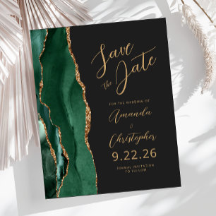 Budget Smaragd-Gold-Achat-Script Save-the-Date-Kar