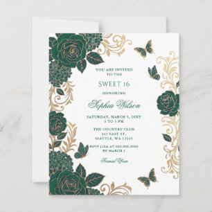 Budget Smaragd-Gold-Blumen-Schmetterling Sweet 16