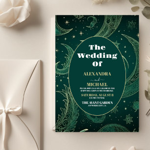 Budget Smaragdgrün Gold Himmlische Hochzeit Flyer