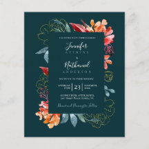 Budget Smaragdgrün Rostorange Florale Hochzeit