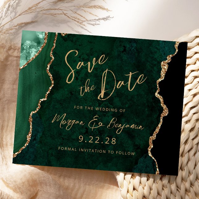 Budget Smaragdgrüner Achat Hochzeit Save the Date (Von Creator hochgeladen)