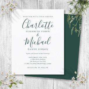 Budget Smaragdgrünes Schrift Hochzeitseinladung