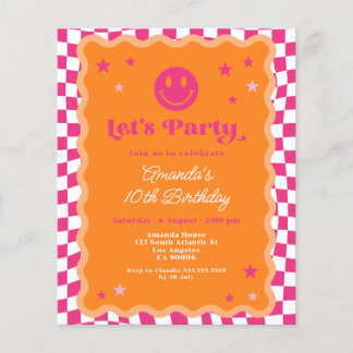 Budget Smile Face Pink Orange Wavy Geburtstag Einl