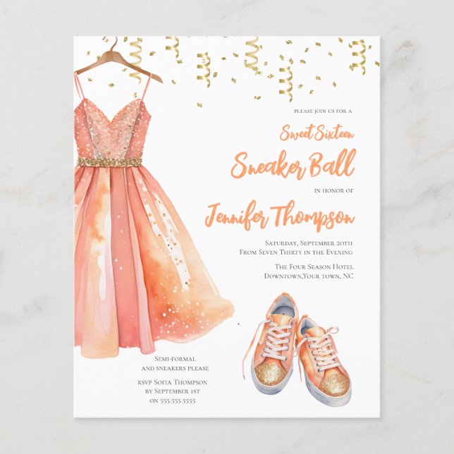 Budget Sneaker Ball Sweet 16 Peach & Gold Glitzer (Vorderseite)