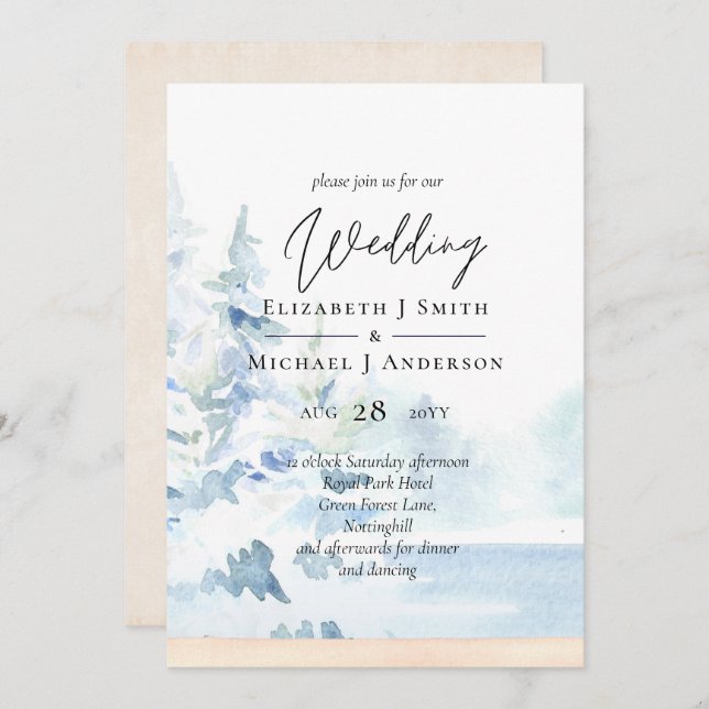 BUDGET Snowy Mountains Winter Lake Trees (Vorne/Hinten)